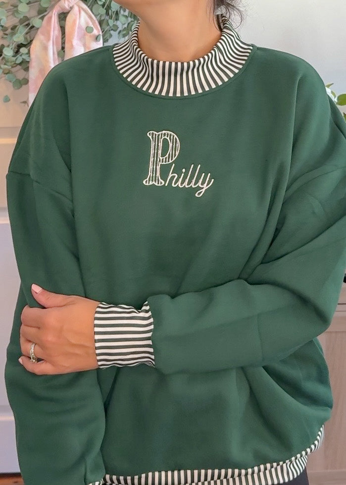 Philly Pinstripe Mockneck- Adults