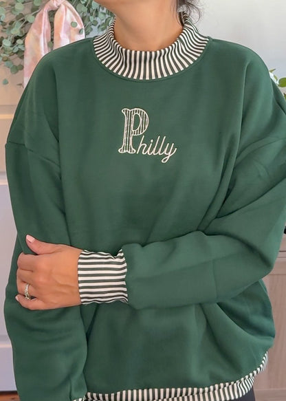 Philly Pinstripe Mockneck- Adults